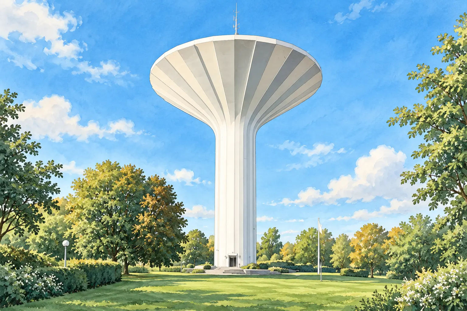 Illustration av vattentornet Svampen